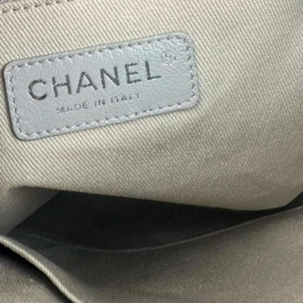 Chanel Logo Deauville Leather Tote Bag In Sage